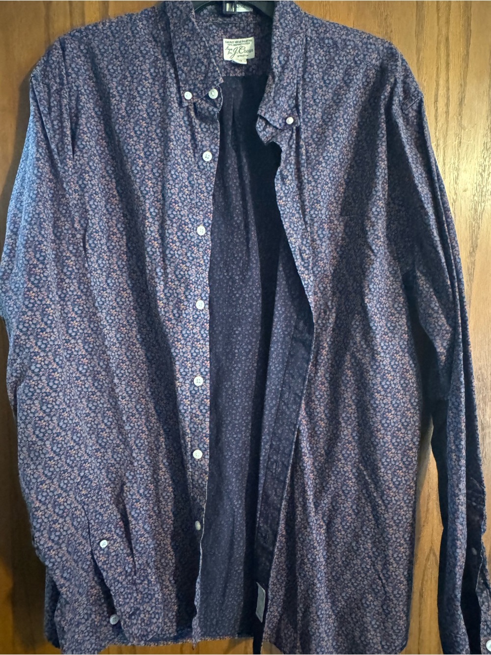 J. Crew Navy Button-Down Shirt with Small Floral Print